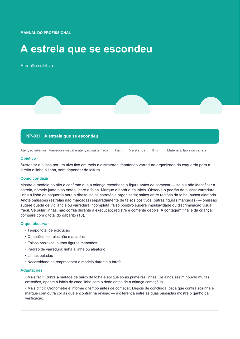 Manual do profissional da mesma atividade, com objetivo, condução e adaptações