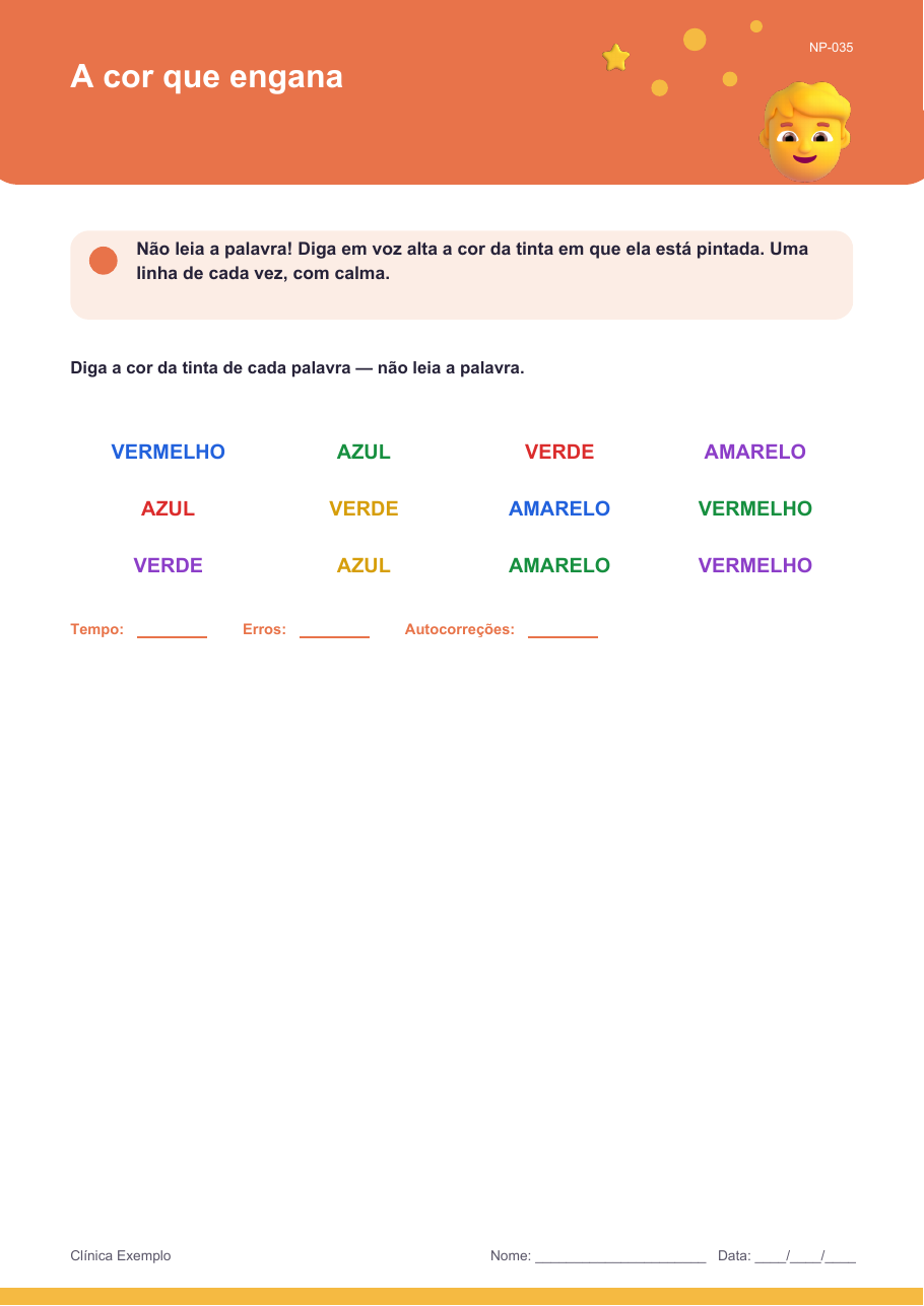 Atividade de interferência, tipo Stroop