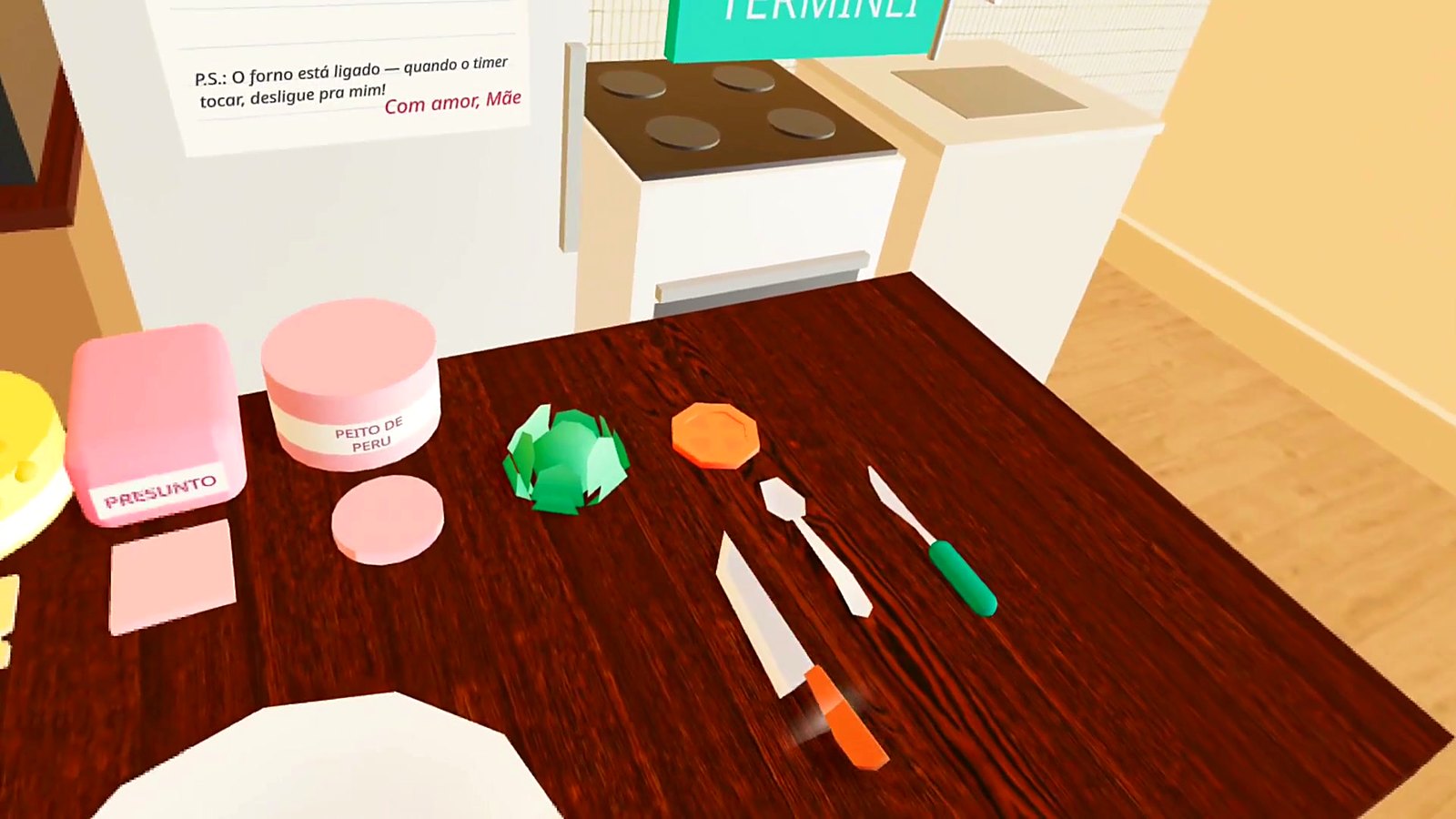Cena do jogo Preparando un sándwich em realidade virtual