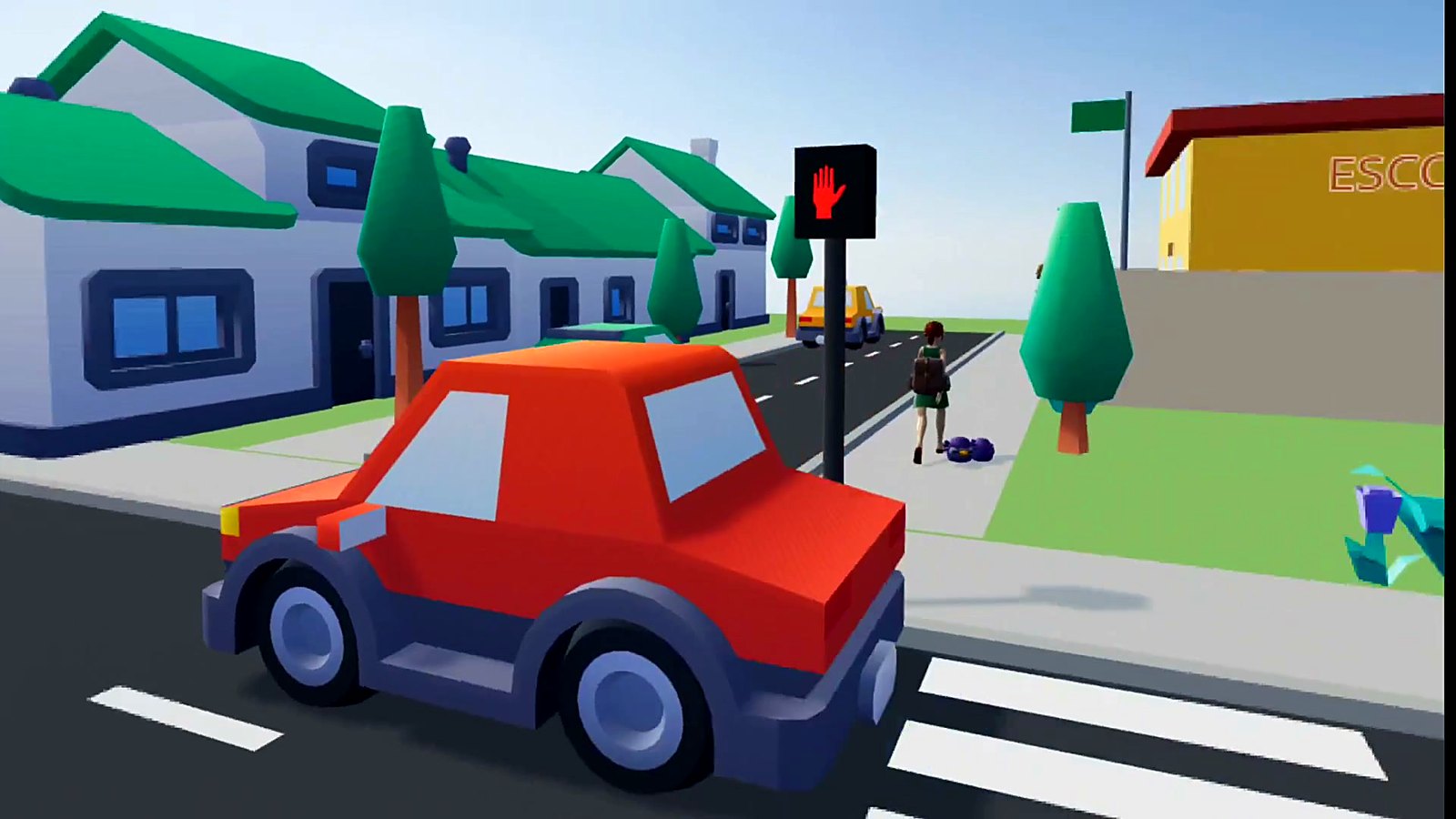 Cena do jogo Camino al colegio em realidade virtual