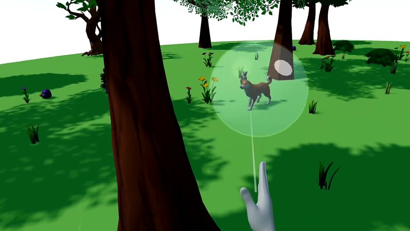 Cena do jogo Rescate de los gatos em realidade virtual