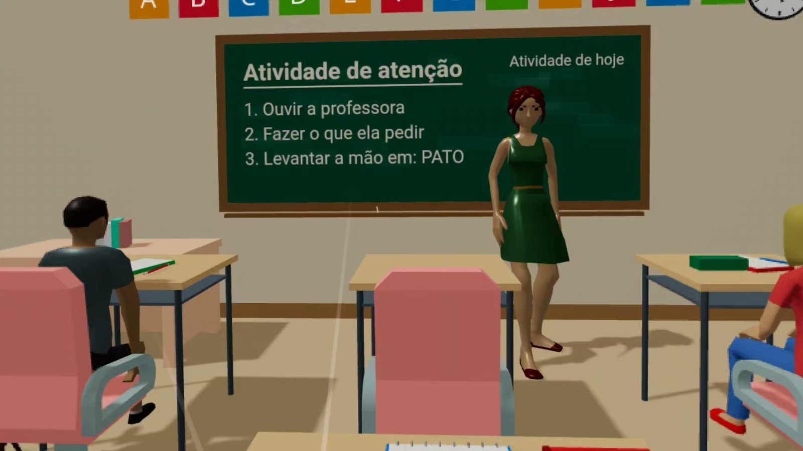Cena do jogo En la sala de clases em realidade virtual